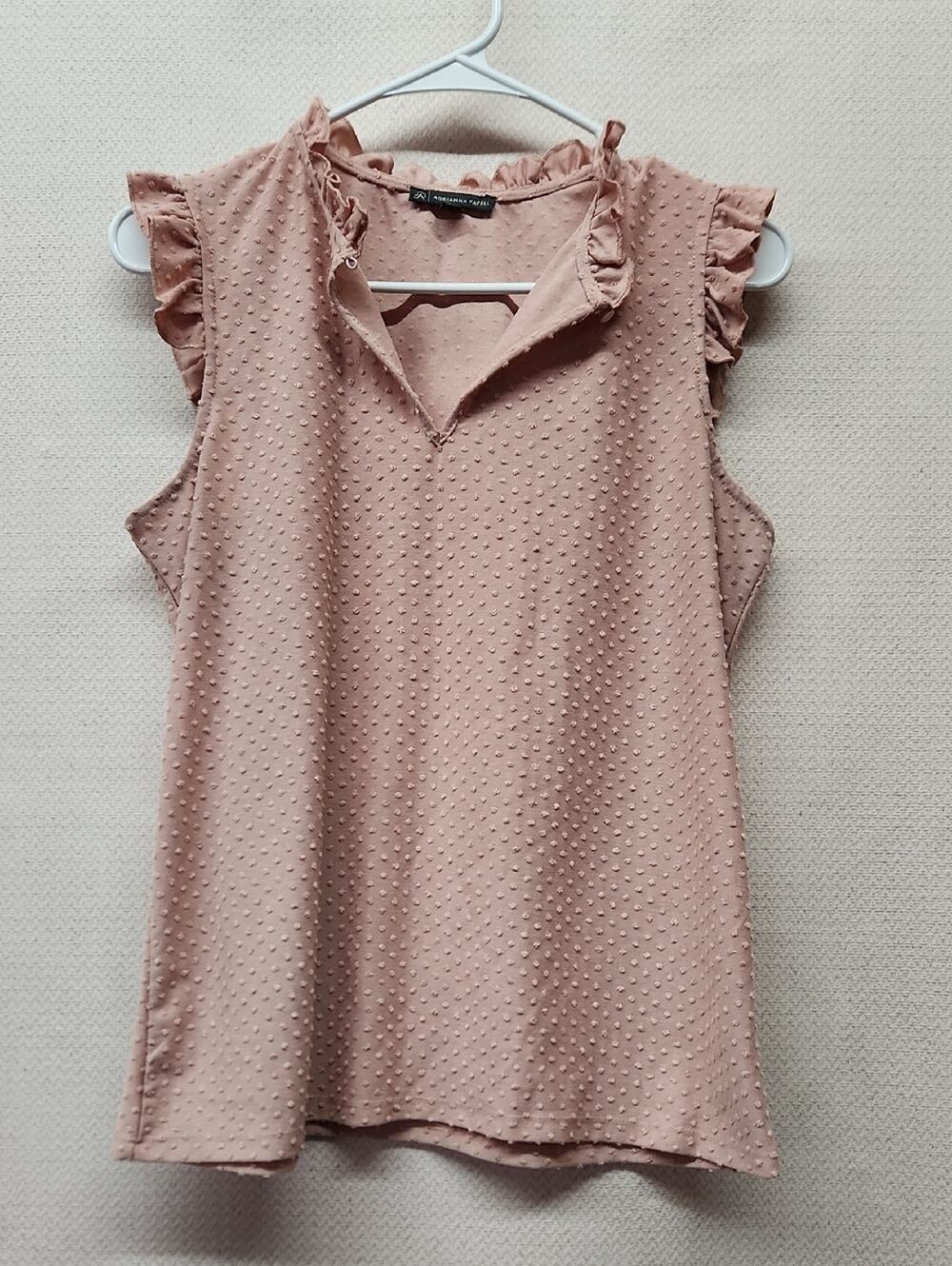 🚨2/$25 or 5/$50🚨Adrianna Papell Blush Swiss Dot Ruffle Cap-Sleeve Camisole